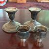 Two Candle Holders with Weighted Sterling Bases - 4