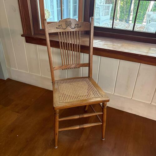 Wooden Spindle Back Chair with Cane Seat