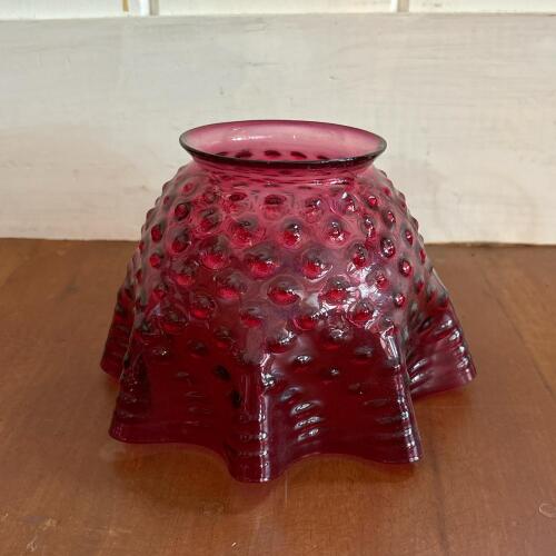 Cranberry Glass Hobnail-Style Lamp Shade