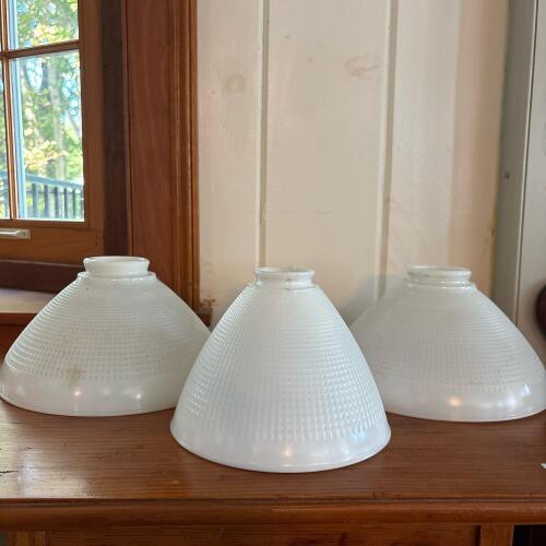 Three White Milk Glass Lamp Shades
