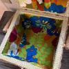 Woven Sewing Basket With Floral Fabric Lid and Handle - 4