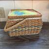 Woven Sewing Basket With Floral Fabric Lid and Handle - 5