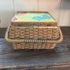 Woven Sewing Basket With Floral Fabric Lid and Handle - 7
