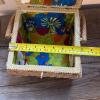 Woven Sewing Basket With Floral Fabric Lid and Handle - 8