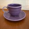 Purple Fiesta Ware Cups and Saucers &ndash; 6 Cups, 8 Saucers - 4
