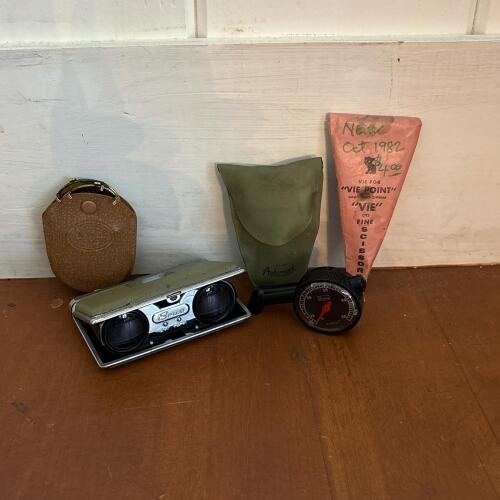 Vintage Opera Glasses, Polaroid Sunglasses, Scissors and Tire Gauge Lot.