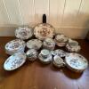 Whieldon Ware Pheasant Pattern English Dinnerware Set
