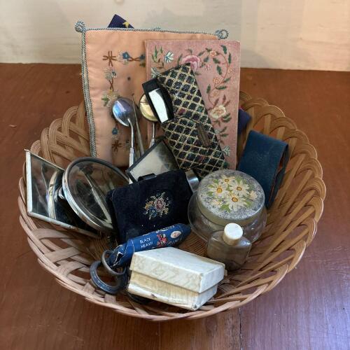 Basket of Vintage Vanity Accessories