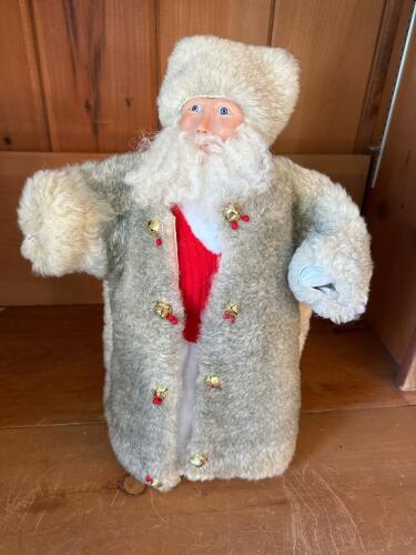 Vintage Santa Claus Figure in Fur Coat