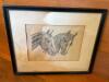 18" x 15" Framed Drawing of Horses