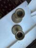 Pair of Brass Candlesticks with Engraved Bases - 4