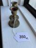 Pair of Brass Candlesticks with Engraved Bases - 6