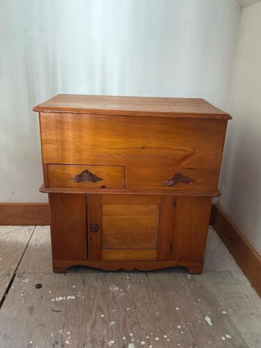 Antique Wooden Washstand with Drawer and Cabinet