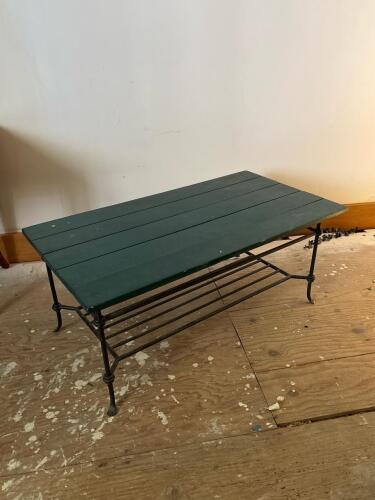 Wood and Wrought Iron Coffee Table