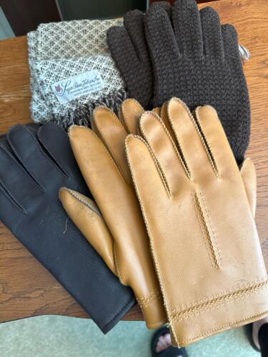 Men's Vinyl and Wool Gloves with Sugar River Fabrics Wool Scarf