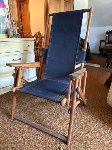 Folding Canvas and Wood Director-Style Chair