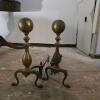 Pair of Brass Ball-And-Spire Andirons, Queen Anne-Style