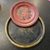 Decorative Wooden Plate and Painted Tray, Folk Art Style