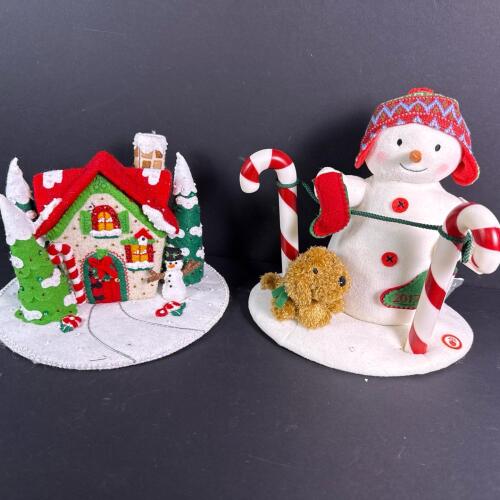 Christmas Felt Gingerbread House and Snowman Decorations