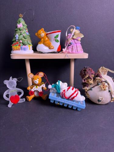 Assorted Christmas Bear and Holiday Themed Ornaments
