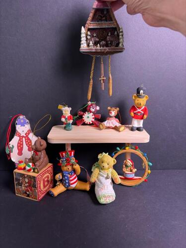 Assorted Bear and Holiday Figurine Ornaments, Christmas-Style