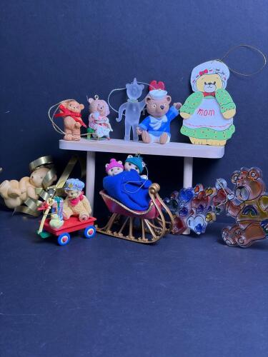 Assorted Bear-Themed Christmas Ornament Lot