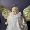 Porcelain Angel Tree Topper with Gold Wings and Halo - 2