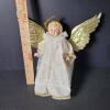 Porcelain Angel Tree Topper with Gold Wings and Halo - 6