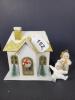Glittered Holiday House with Two Angel Ornaments - 8