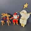 Applause Santa and Reindeer Plush Christmas Ornaments