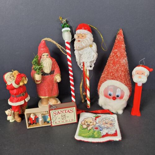 Vintage Santa Claus Ornaments and Figurines Assortment