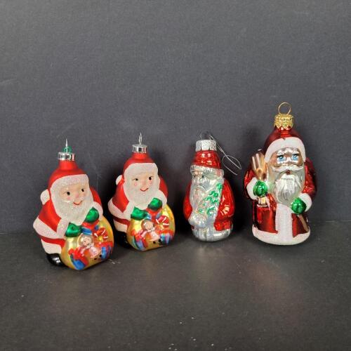 Santa Claus Glass Christmas Ornaments, Vintage-Style