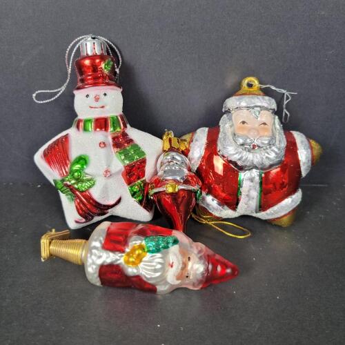 Department 56 Christmas Glass Ornaments Santa and Snowman