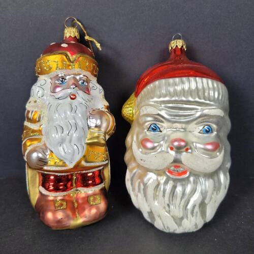 Santa Claus Glass Christmas Ornaments in Vintage Style