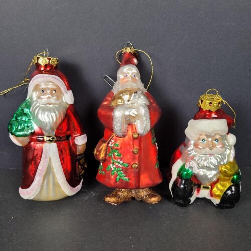 Santa Claus Glass Christmas Ornaments Vintage-Style