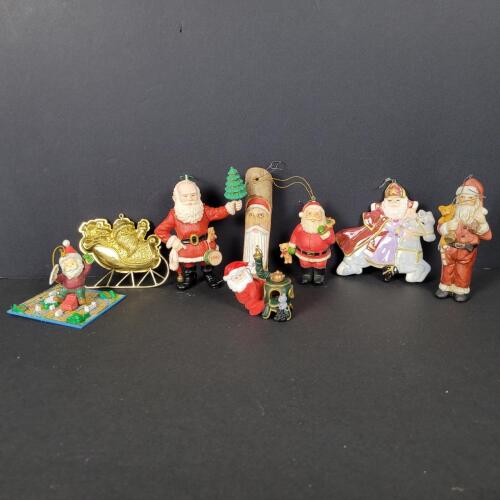 Assorted Santa Claus Christmas Ornaments, Various Styles and Materials
