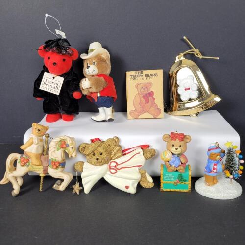 Assorted Teddy Bear Christmas Ornaments and Figurines
