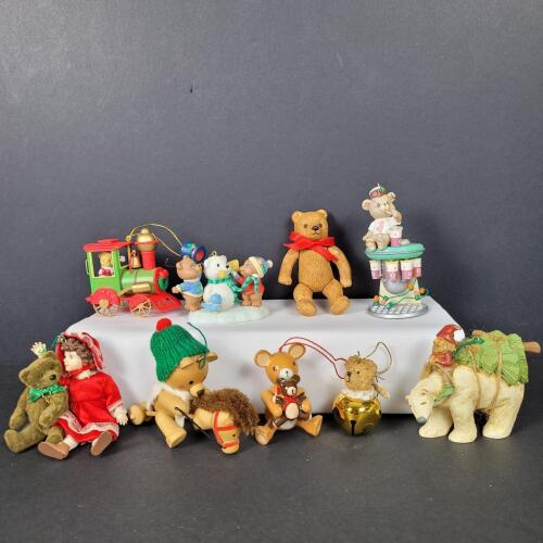 Assorted Bear and Holiday Christmas Ornaments and Figurines