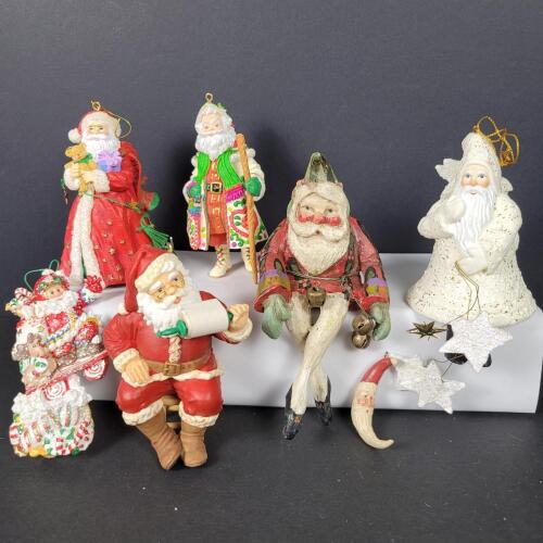 Santa Claus Christmas Ornaments Assortment, Hand-Painted Style
