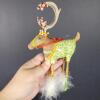 Whimsical Christmas Figurines With Feather Trim And Festive Attire - 6
