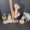 Whimsical Christmas Figurines With Feather Trim And Festive Attire - 8