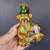Hand-Blown Glass Christmas Ornaments, Santa and Bear Figures - 4