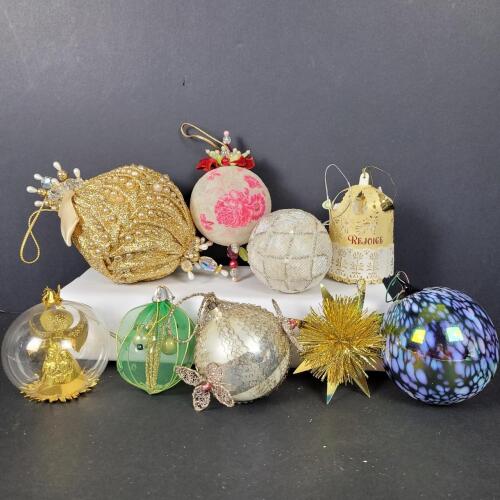 Assorted Vintage Christmas Ornaments Beaded, Glass, and Fabric