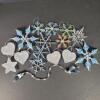 Assorted Glass Snowflake, Star, and Heart Christmas Ornaments