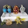 Assorted Glass Holiday Ornaments With Beaded and Mosaic Accents