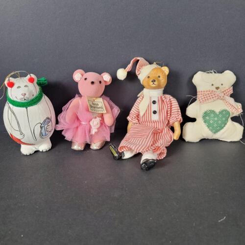 Assorted Bear and Animal Christmas Ornaments