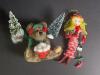 Assorted Plush Christmas Ornaments, Boyds Bear, Mouse, Frog, Doll - 4