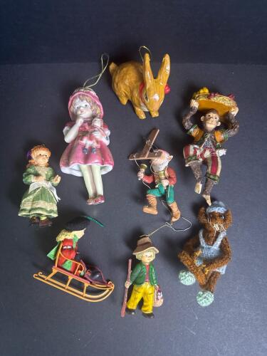 Vintage Christmas Figurine Assortment, Handcrafted Style
