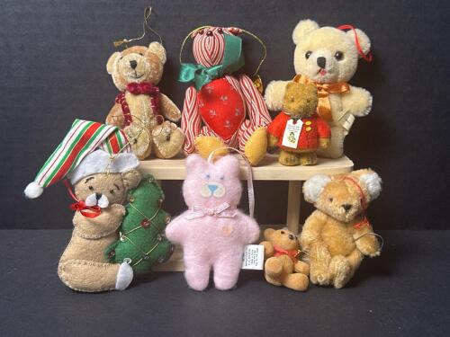 Assorted Plush Teddy Bear Christmas Ornaments