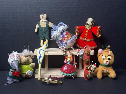 Assorted Vintage Christmas Ornaments and Plush Figures